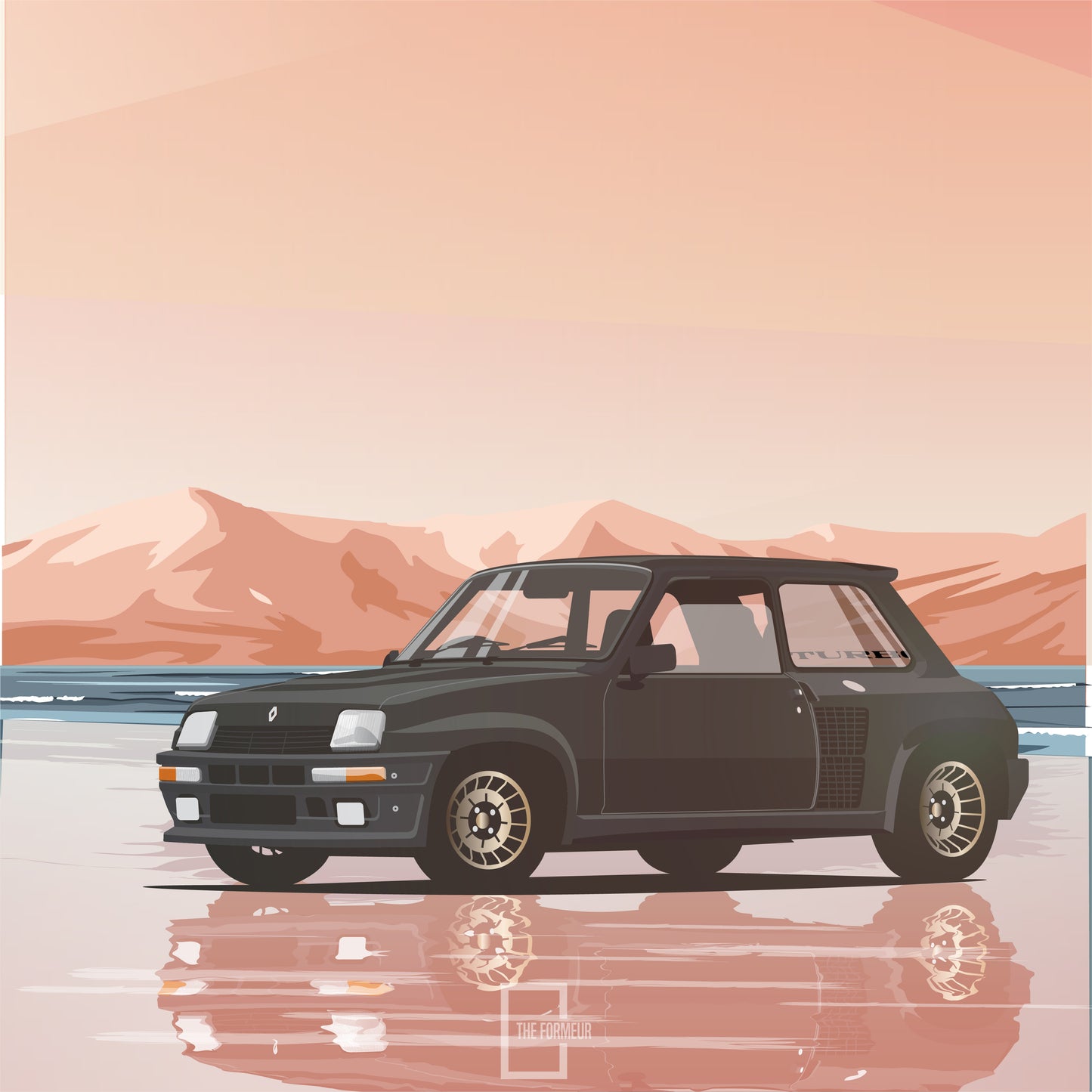Affiche renault R5 turbo plage the formeur